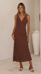 Sammie Maxi Dress - Chocolate/Nude Spot