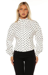 Front Page White Polka Dot Jacket
