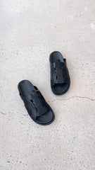 Pasquale Slides - Black leather